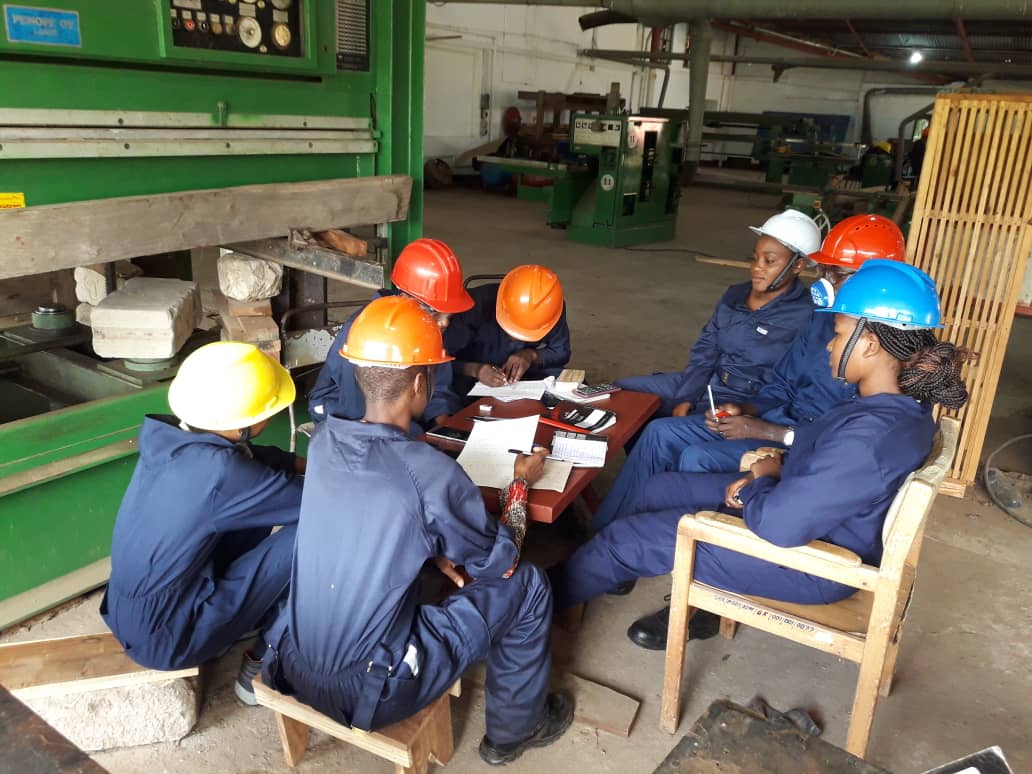 Working in group designing for furniture at Vuyisile Min Furniture Factory, Mazimbu. First year Bsc (WTVA) students. - College of Forestry, Wildlife and Tourism | Sokoine University of Agriculture